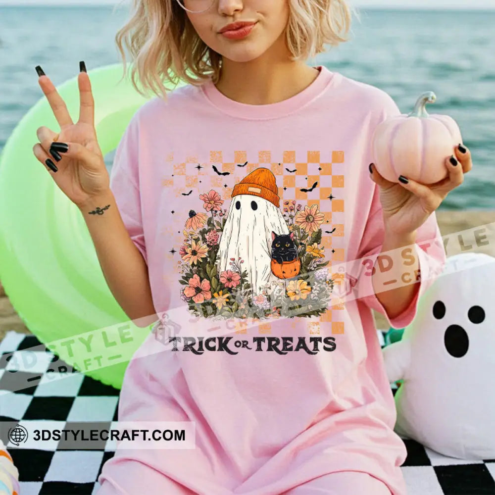 Unisex T-Shirt - Trick Or Treat T-Shirt Halloween Collectible Gift Light Pink / S Apparel