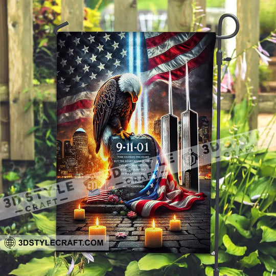 United States Flag, Fireman 911 Memorial - American Memorial Flag style option 2