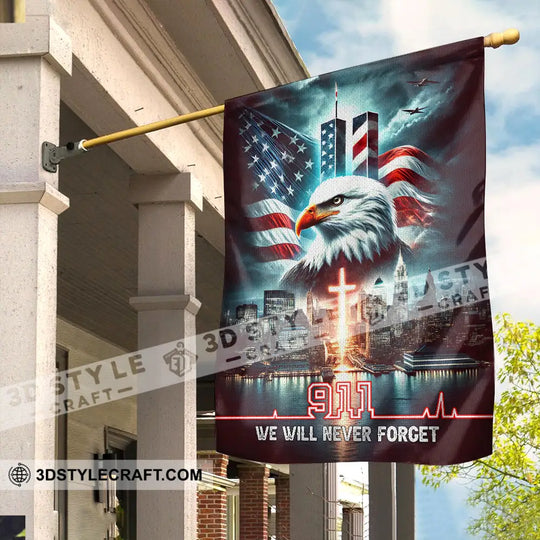 United States Flag, Fireman 911 Memorial - American Memorial Flag style option 3
