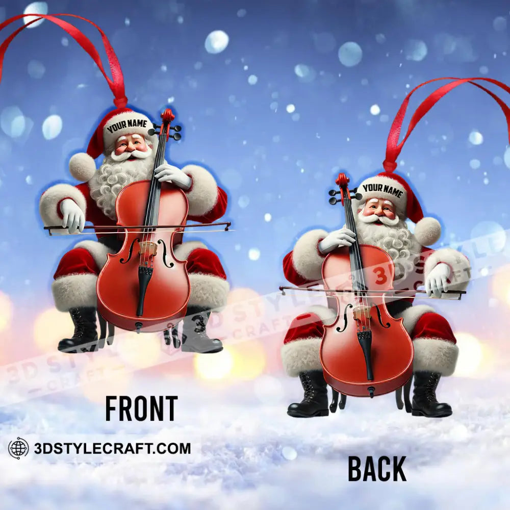 Upright Bass Santa Home Decor Christmas Ornament Personalized