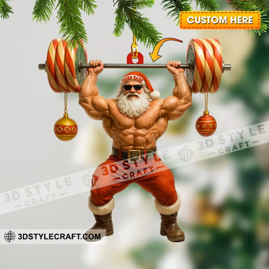 Weightlifting Santa Home Decor Christmas Ornament Personalized Ornament 3.54’’ / 1 Ornament Ornament