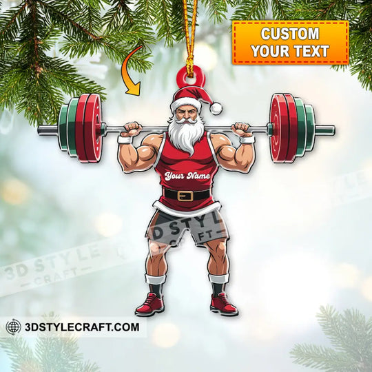 Weightlifting Santa, Home Decor, Christmas Ornament, Personalized Ornament style option 1