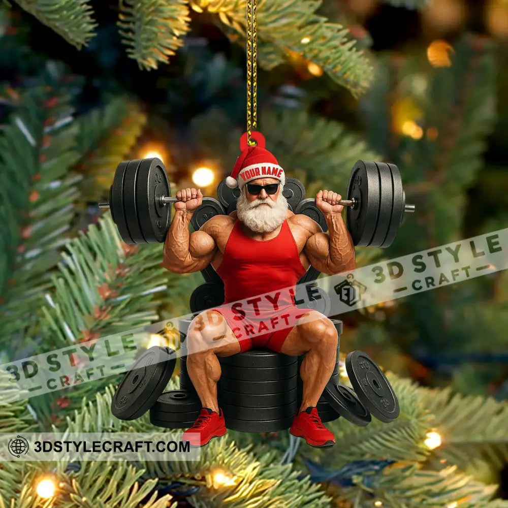 Weightlifting Santa Home Decor Christmas Ornament Personalized Ornament Ornament