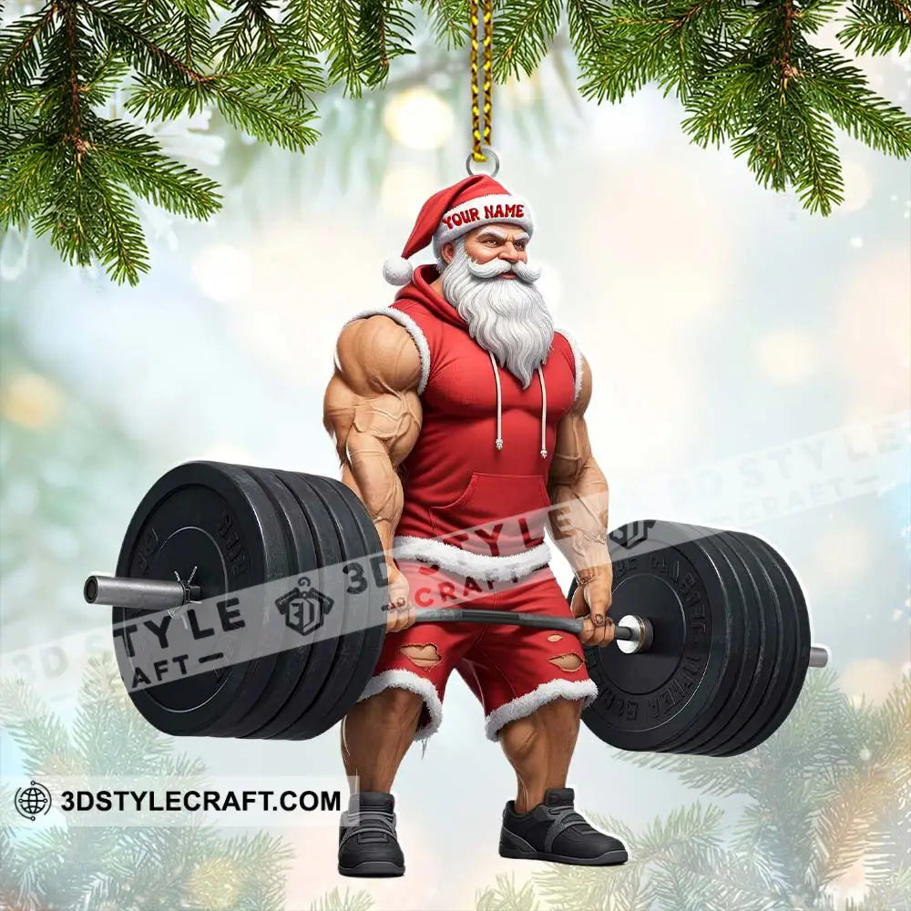 Weightlifting Santa Home Decor Christmas Ornament Personalized Ornament Ornament