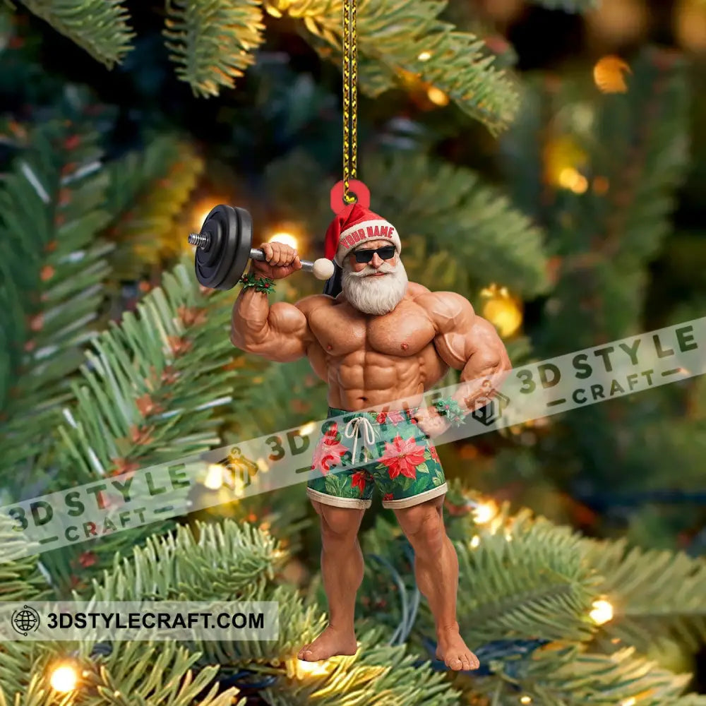 Weightlifting Santa Home Decor Christmas Ornament Personalized Ornament Ornament