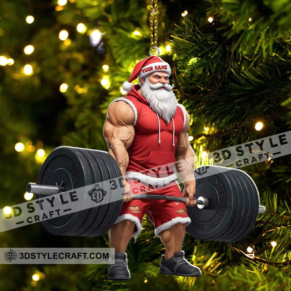 Weightlifting Santa Home Decor Christmas Ornament Personalized Ornament Ornament