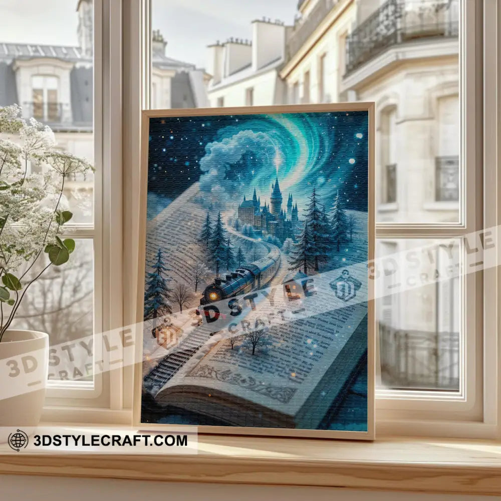 Winter Hogwarts Express Home Decor Gift Canvas Poster