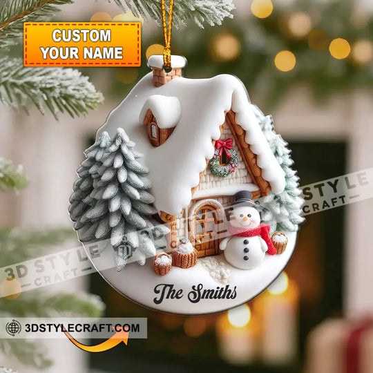 Winter House Home Decor, Christmas Ornament, Personalized Ornament style option 1
