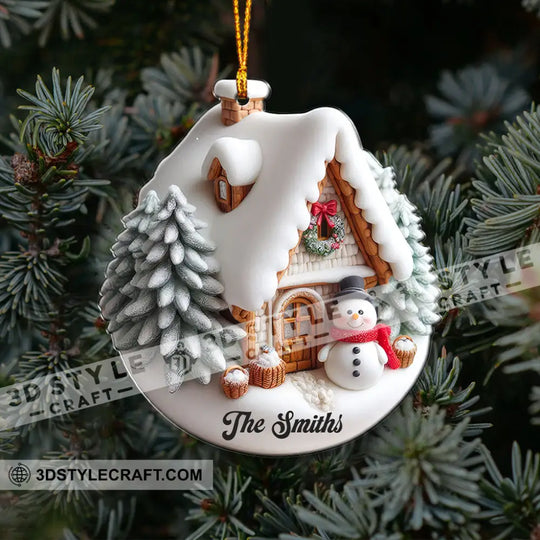 Winter House Home Decor, Christmas Ornament, Personalized Ornament style option 3