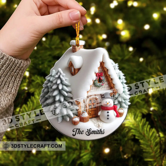 Winter House Home Decor, Christmas Ornament, Personalized Ornament style option 2
