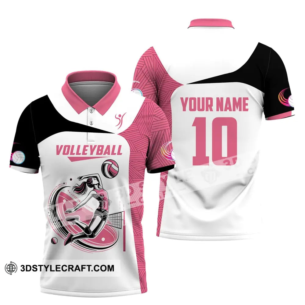 Woman Shirt Custom Name And Number Volleyball Polo Long Sleeve Club Uniform Lover Gift / S T-Shirt