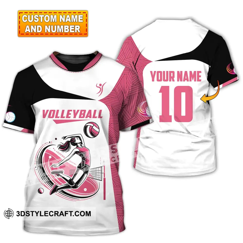 Woman Shirt Custom Name And Number Volleyball Polo Long Sleeve Club Uniform Lover Gift T-Shirt