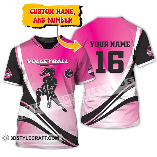 Woman Shirt Custom Name And Number Volleyball T-Shirt For Club Gift Players