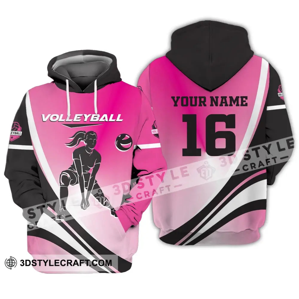 Woman Shirt Custom Name And Number Volleyball T-Shirt For Club Gift Players Hoodie / S