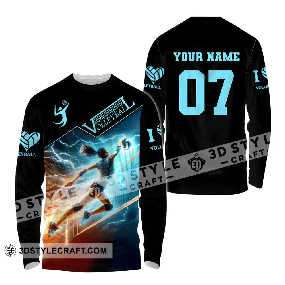 Woman Shirt Custom Name And Number Volleyball T-Shirt Hoodie Long Sleeve Gift For Lovers / S T-Shirt