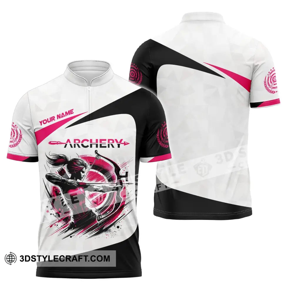 Woman Shirt Custom Name Archer Archery Team Uniform Gift Zipper Polo / S T-Shirt