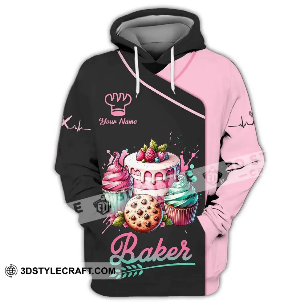 Woman Shirt Custom Name Baker Bakery Uniform Chef Baking Lovers Gift Hoodie / S T-Shirt