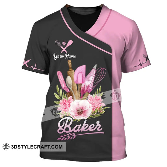 Woman Shirt, Custom Name Baker Shirt, Bakery Uniform Shirt, Bakery Chef, Baking Lovers Gift style option 2