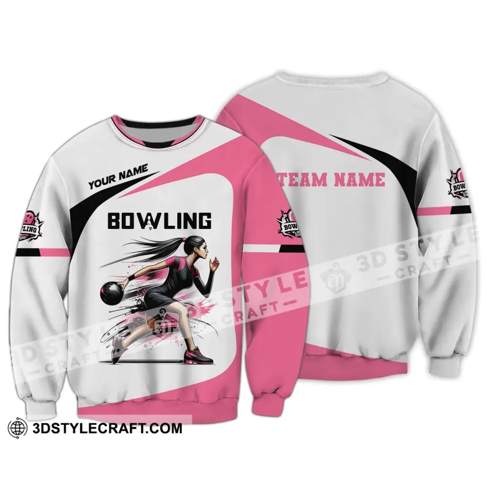 Woman Shirt Custom Name Bowling Zip Polo For Player T-Shirt Long Sleeve / S T-Shirt