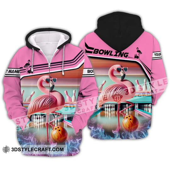 Woman Shirt - Custom Name Shirt, Flamingo Bowling Shirt - Gift for Bowling Lovers style option 3