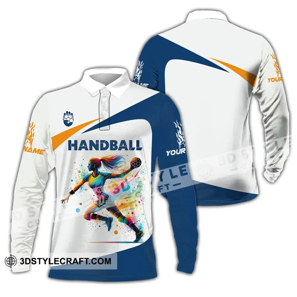 Woman Shirt Custom Name Handball Player Hoodie Polo Long Sleeve Gift For / S T-Shirt