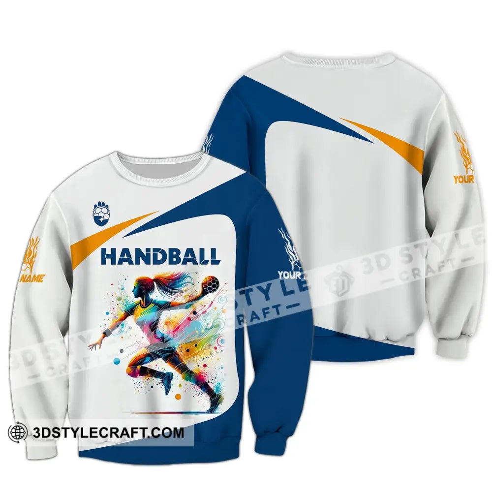 Woman Shirt Custom Name Handball Player Hoodie Polo Long Sleeve Gift For / S T-Shirt