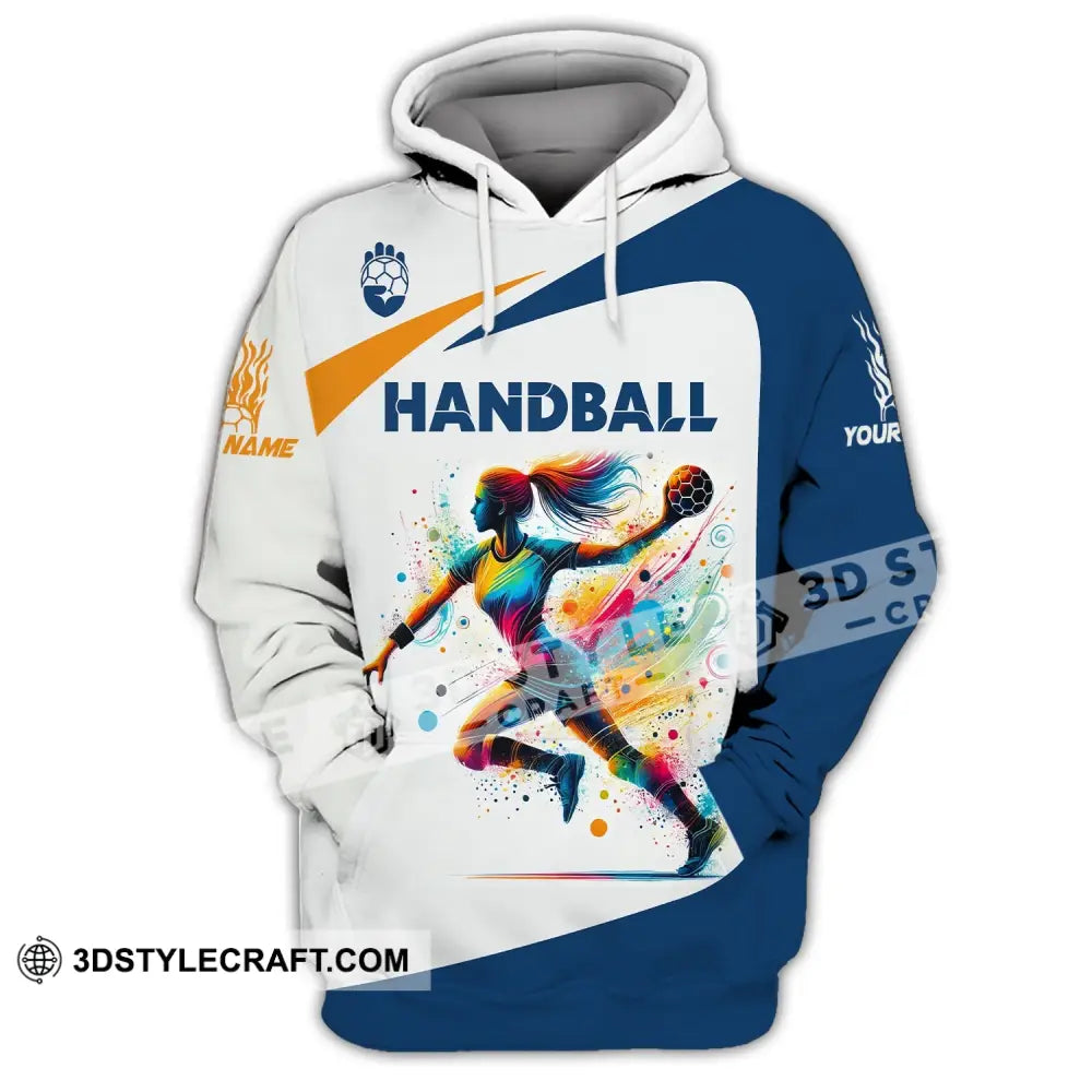 Woman Shirt Custom Name Handball Player Hoodie Polo Long Sleeve Gift For / S T-Shirt