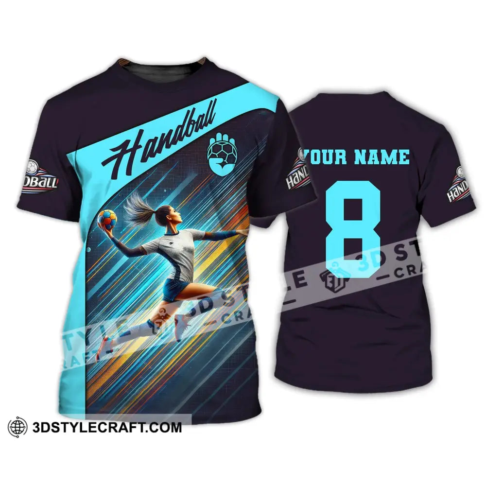 Woman Shirt Custom Name Handball T-Shirt Hoodie For Players / S