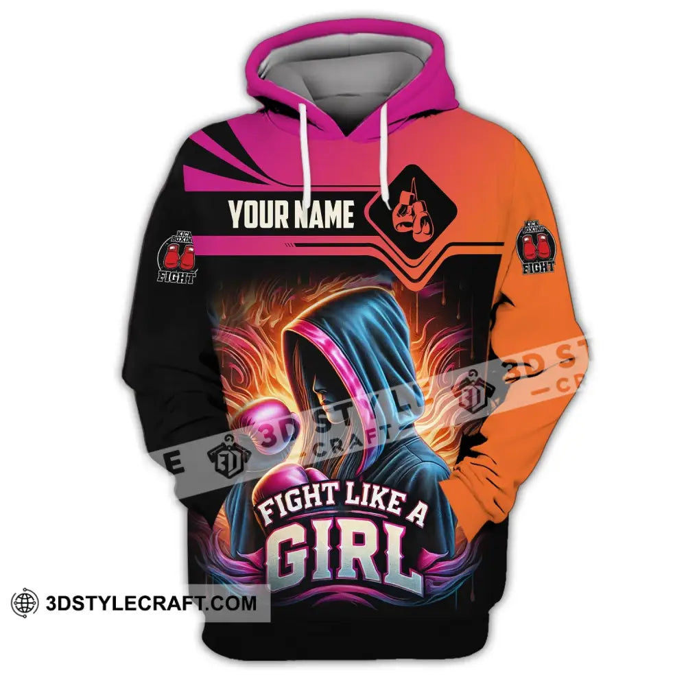 Woman Shirt Custom Name Kick Boxing Polo Long Sleeve Gift Hoodie / S T-Shirt