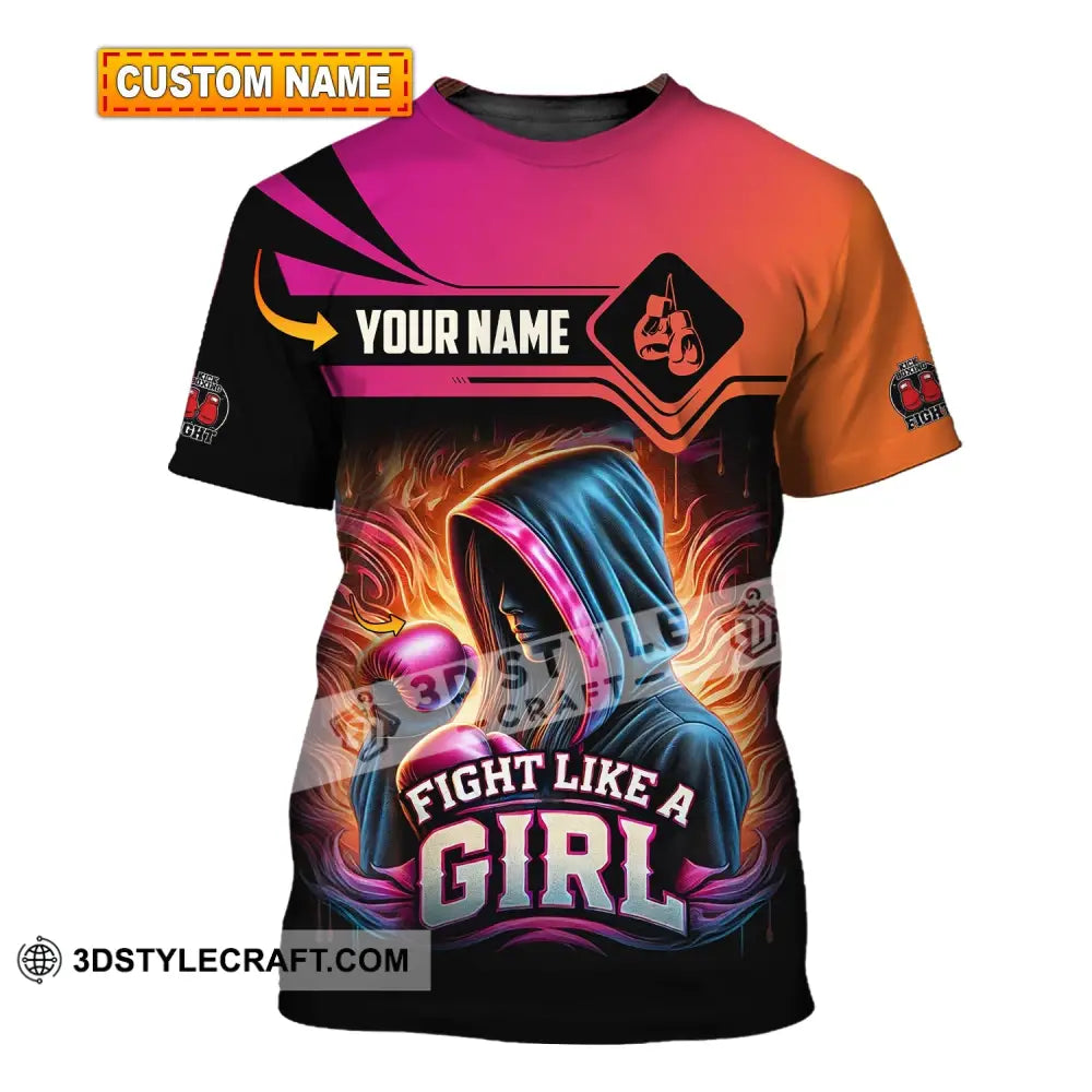 Woman Shirt Custom Name Kick Boxing Polo Long Sleeve Gift T-Shirt