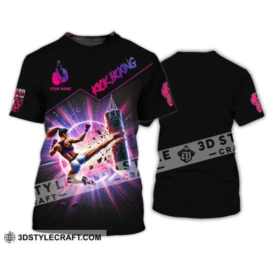 Woman Shirt, Custom Name Kick Boxing Shirt, Kick Boxing Polo Long Sleeve, Kick Boxing Gift style option 2