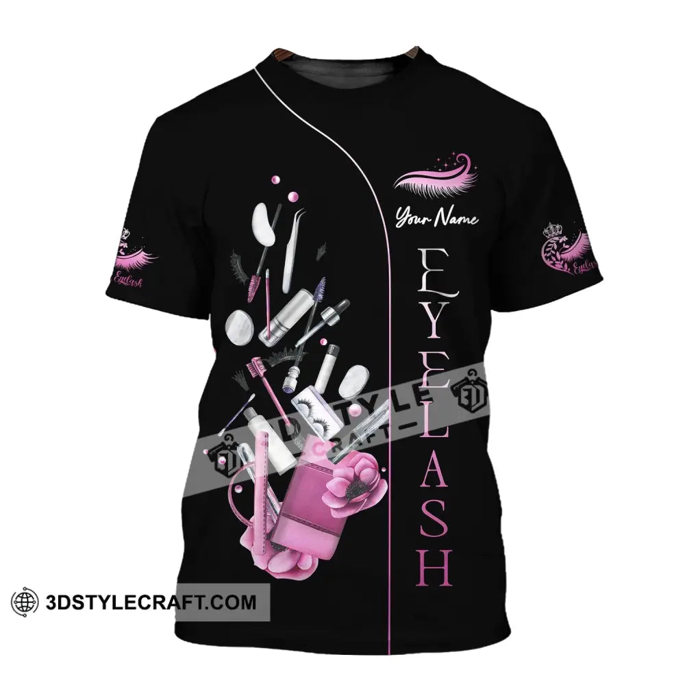 Woman Shirt Custom Name Makeup Artist Eyelash T-Shirt / S T-Shirt