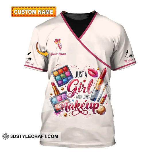 Woman Shirt, Custom Name Makeup Artist Shirt, Girl Love Makeup T-Shirt style option 1
