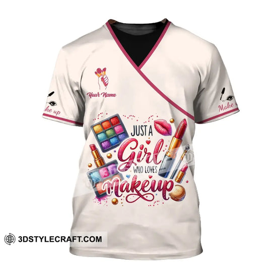 Woman Shirt, Custom Name Makeup Artist Shirt, Girl Love Makeup T-Shirt style option 2