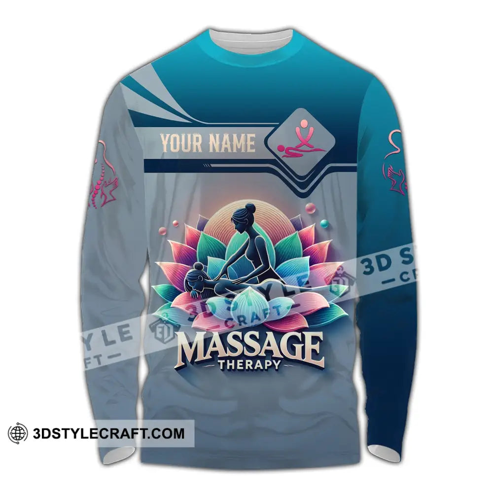 Woman Shirt Custom Name Massage Therapist T-Shirt For Therapists Uniform Long Sleeve / S T-Shirt