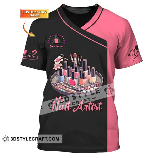 Woman Shirt, Custom Name Nail Artist Shirt, Nail Artist Hoodie Polo Long Sleeve, Gift for Nail Artists style option 1