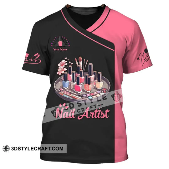 Woman Shirt, Custom Name Nail Artist Shirt, Nail Artist Hoodie Polo Long Sleeve, Gift for Nail Artists style option 2