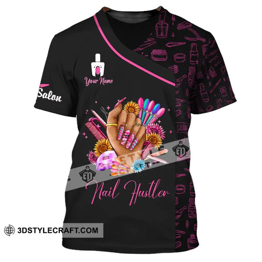 Woman Shirt, Custom Name Nail Artist Shirt, Nail Hustler, Nail Salon T-Shirt style option 2