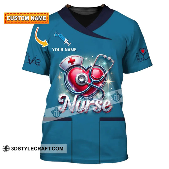 Woman Shirt, Custom Name Nurse Shirt, Nurse Polo Long Sleeve, Nurse Love T-Shirt style option 1