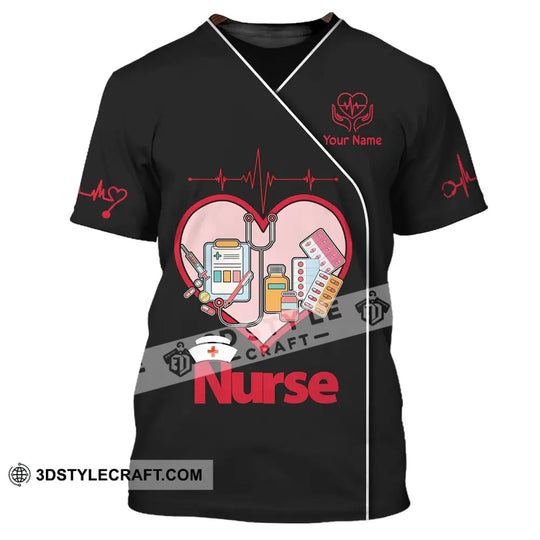 Woman Shirt, Custom Name Nurse Shirt, Nurse Polo Long Sleeve, Nurse Love T-Shirt style option 2
