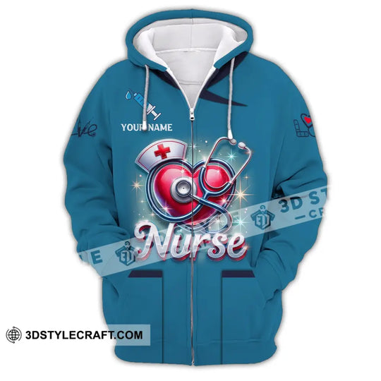 Woman Shirt, Custom Name Nurse Shirt, Nurse Polo Long Sleeve, Nurse Love T-Shirt style option 3
