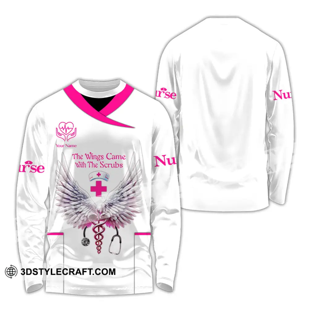 Woman Shirt Custom Name Nurse Polo Long Sleeve Uniform / S T-Shirt