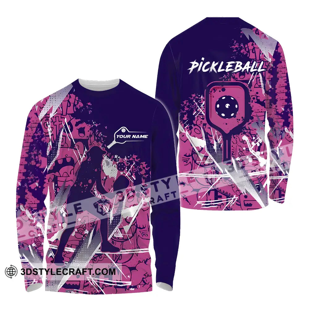 Woman Shirt - Custom Name Pickleball Long Sleeve / S T-Shirt