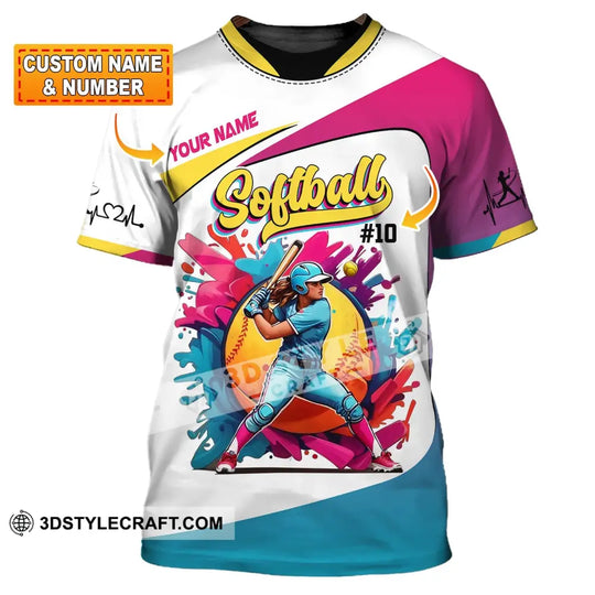Woman Shirt, Custom Name Softball Shirt, Softball Polo Long Sleeve, Softball Lover Gift style option 1