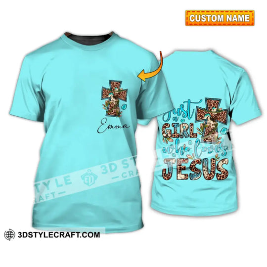Woman Shirt - Custom Name T-Shirt - Just A Girl Who Loves Jesus style option 1