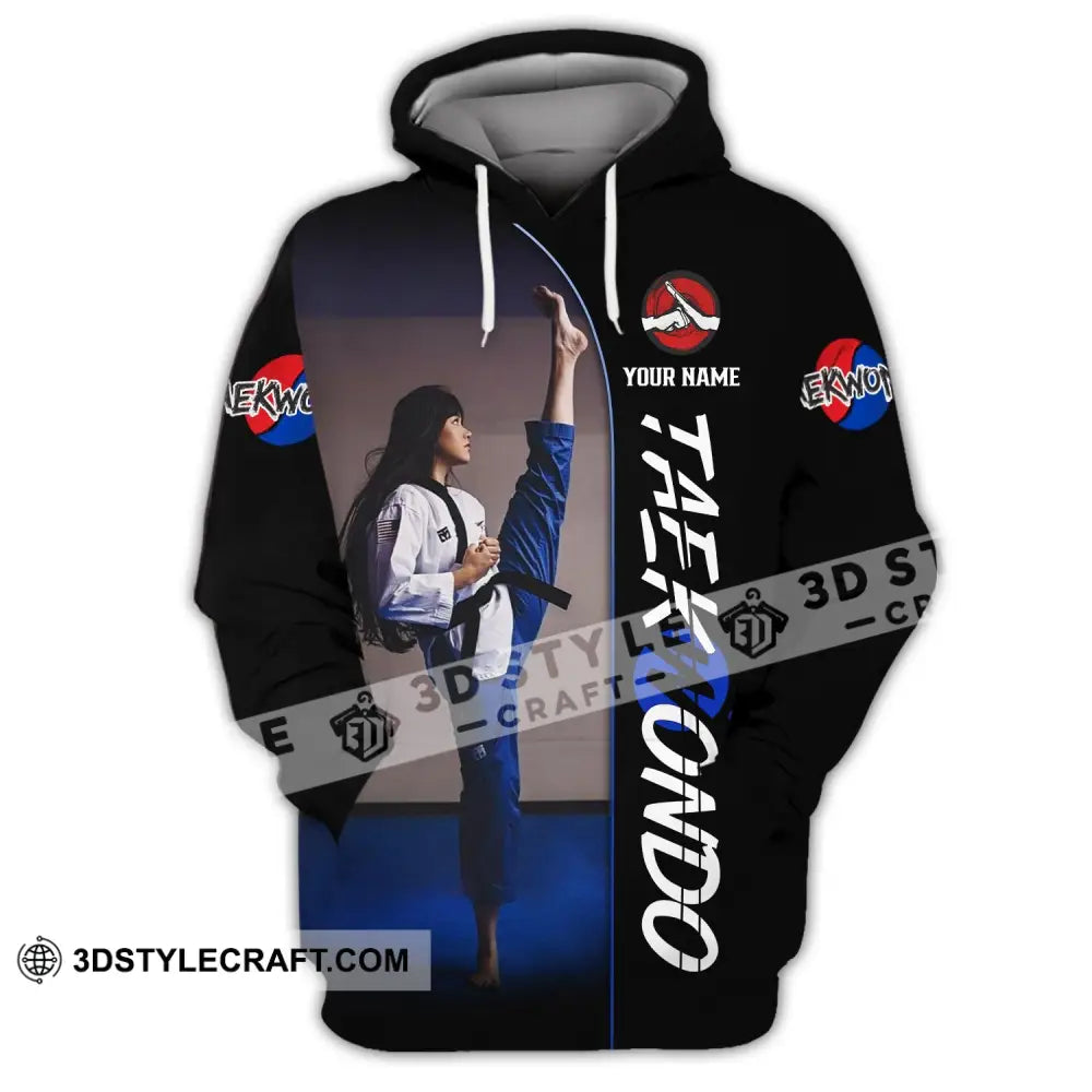 Woman Shirt Custom Name Taekwondo Hoodie Polo Long Sleeve Gift For Lovers / S T-Shirt