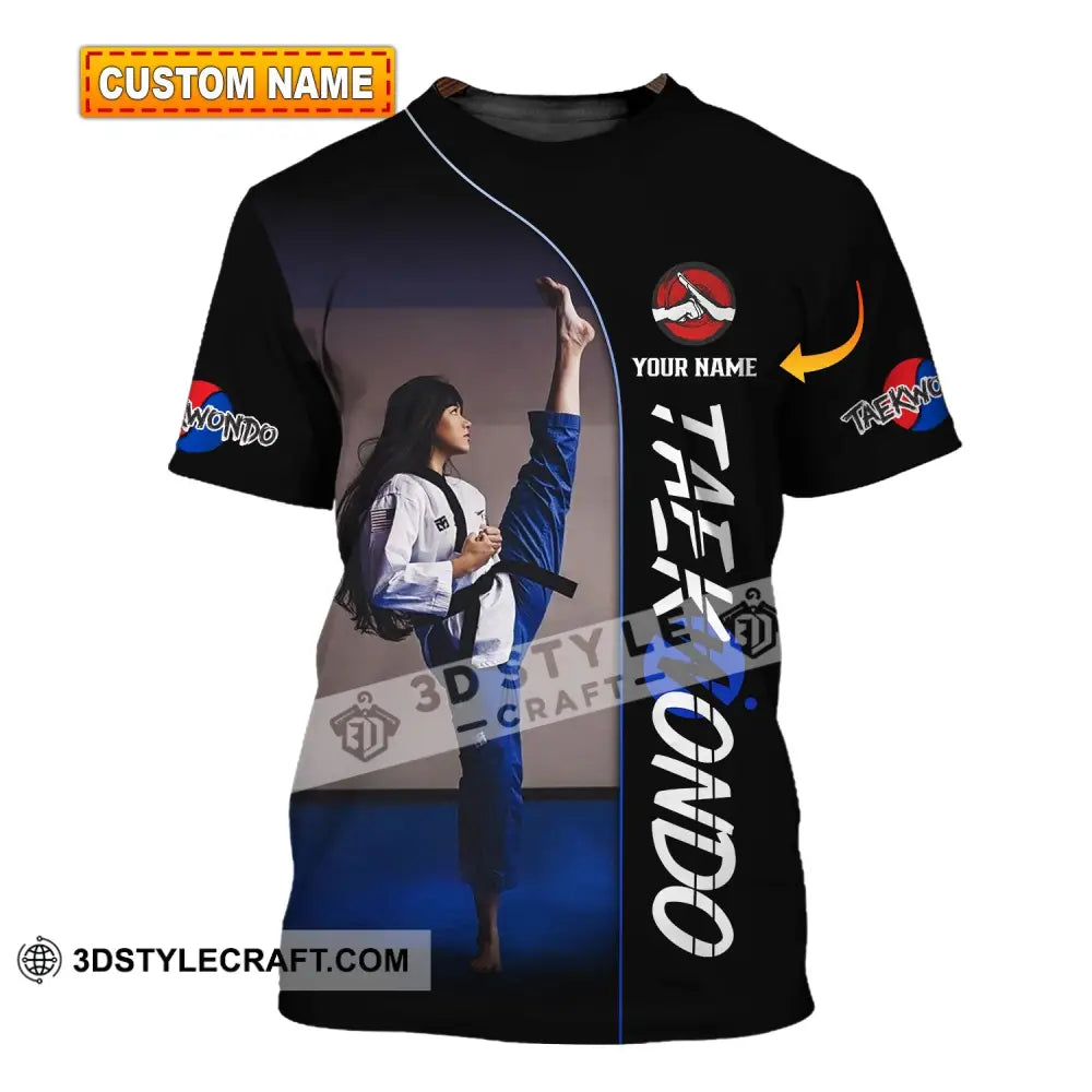 Woman Shirt Custom Name Taekwondo Hoodie Polo Long Sleeve Gift For Lovers T-Shirt