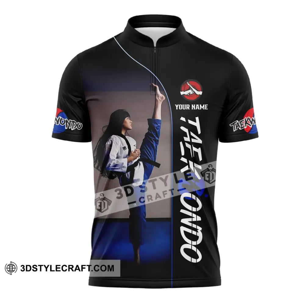 Woman Shirt Custom Name Taekwondo Hoodie Polo Long Sleeve Gift For Lovers Zipper / S T-Shirt