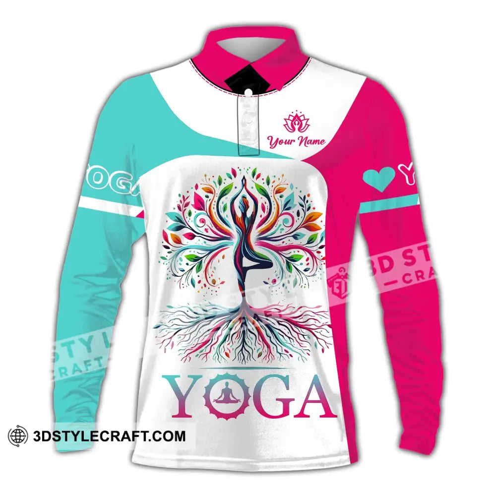 Woman Shirt Custom Name Yoga T-Shirt Hoodie Long Sleeve Gift For Lover Polo / S T-Shirt