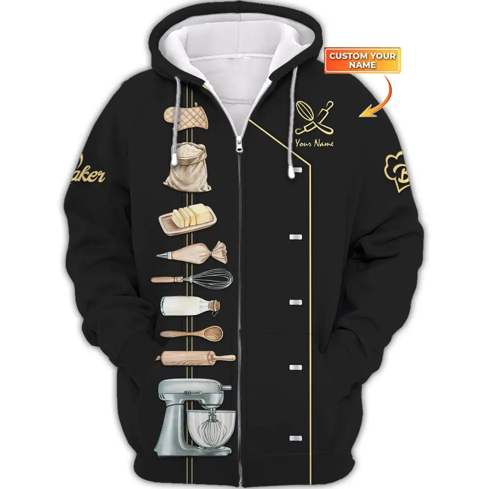 Women Shirt Baking Lover Baker Hoodie Sportwear Zipper / S T-Shirt